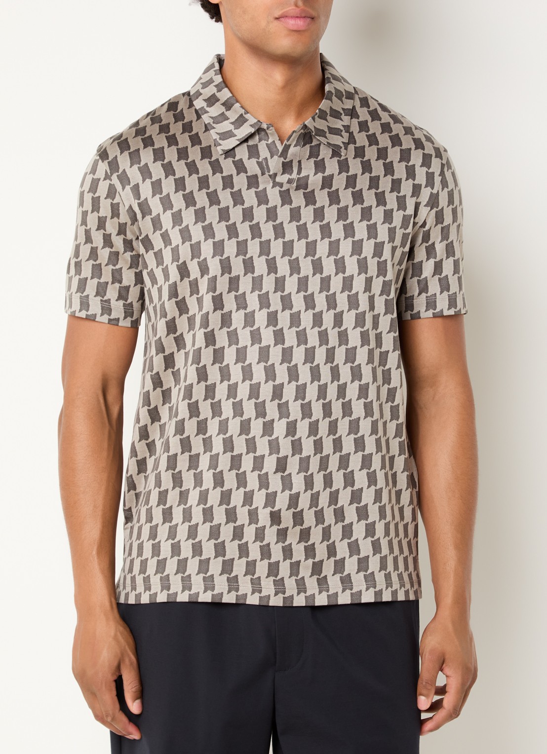 Armani Regular fit polo met jacquard dessin - detail olijfgroen