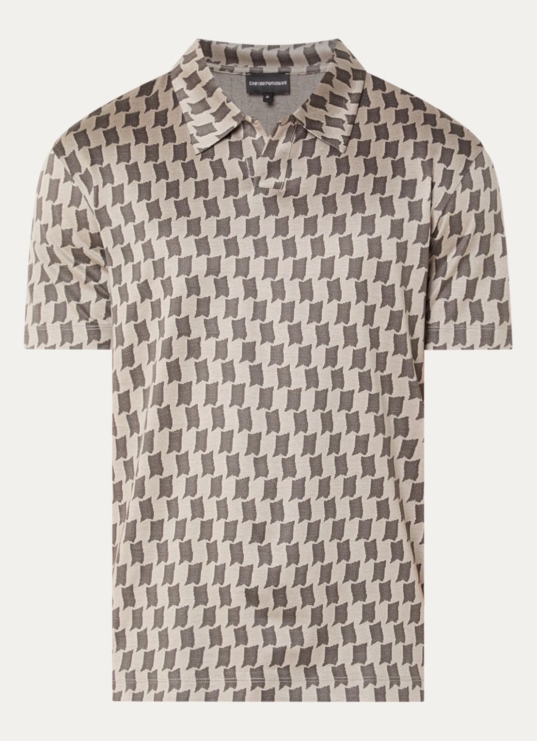 Armani Regular fit polo met jacquard dessin - voorkant 2 olijfgroen