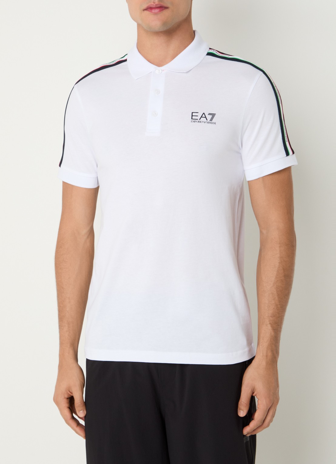 Armani Regular fit polo met logo- en backprint - achterkant 2 wit