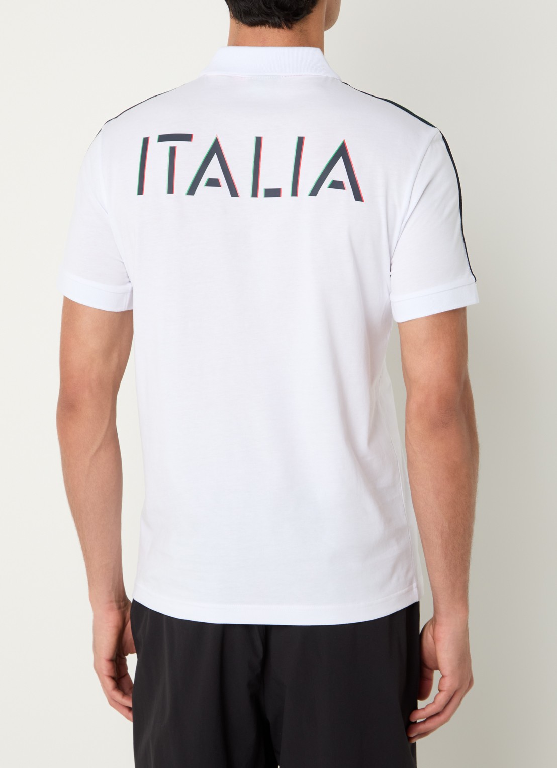 Armani Regular fit polo met logo- en backprint - detail wit