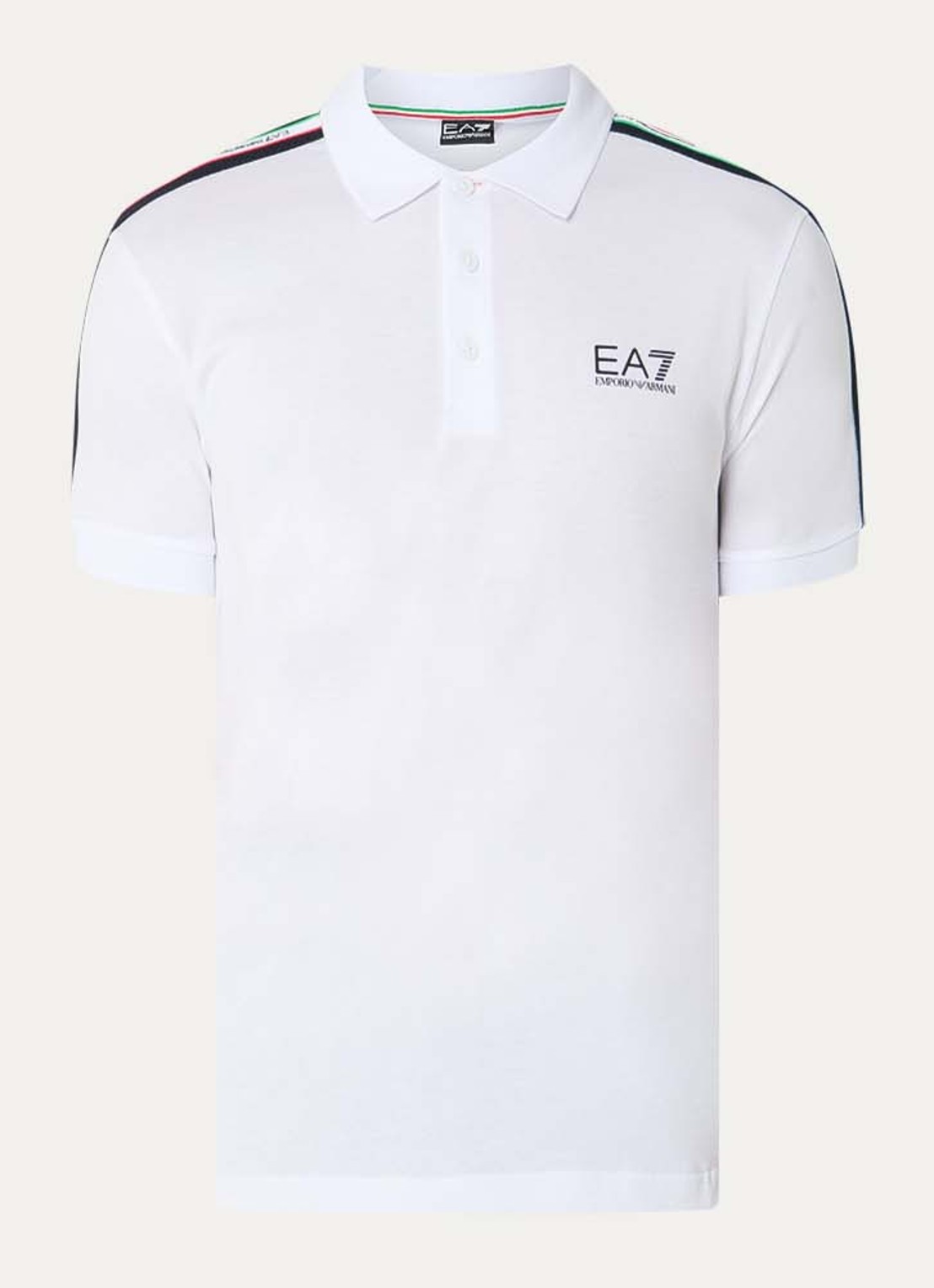 Armani Regular fit polo met logo- en backprint - voorkant 3 wit