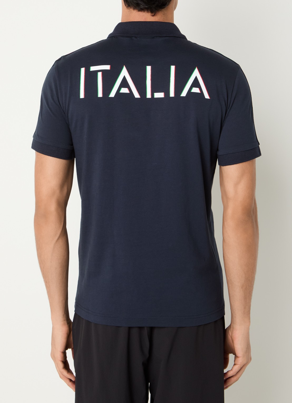 Armani Regular fit polo met logo- en backprint - achterkant indigo