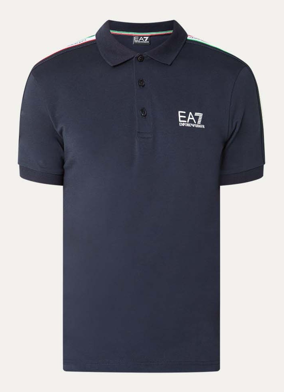 Armani Regular fit polo met logo- en backprint - voorkant 2 indigo