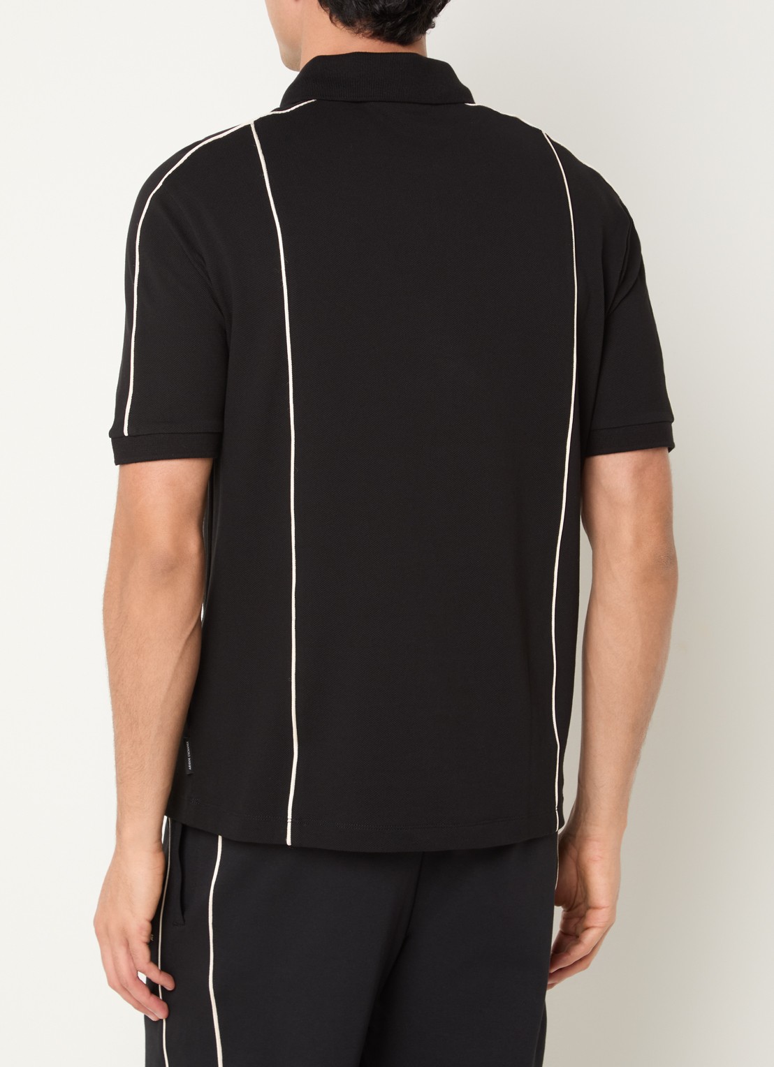 Armani Regular fit polo met logo en halve rits - achterkant 4 zwart