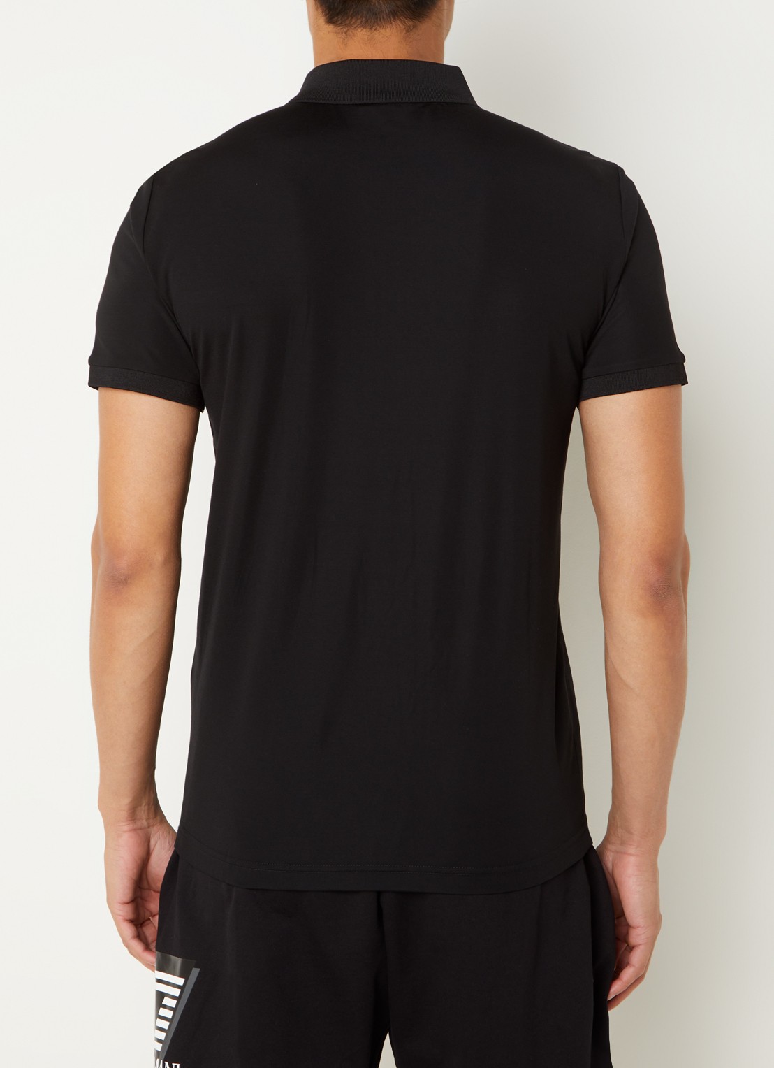 Armani Regular fit polo met logo en halve rits - achterkant zwart