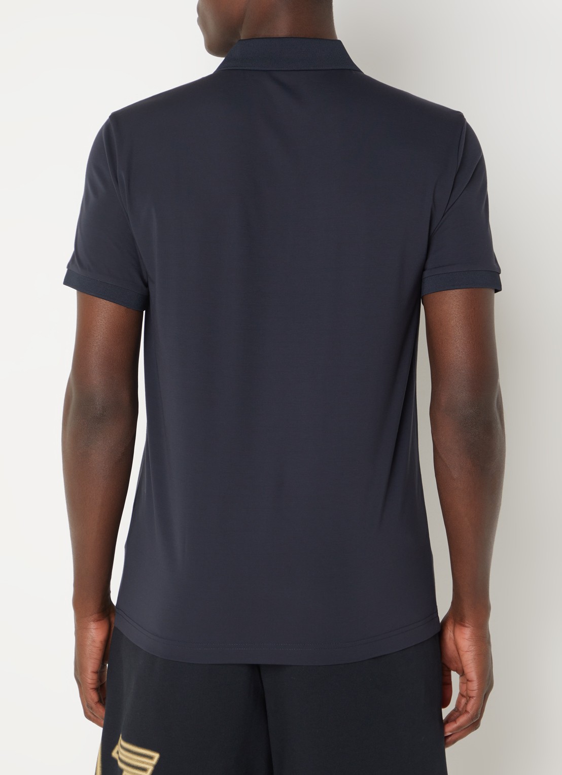 Armani Regular fit polo met logo en halve rits - achterkant royalblauw