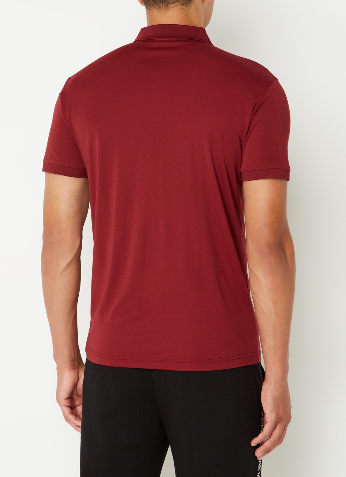 Armani Regular fit polo met logo en halve rits - achterkant 3 kastanjebruin