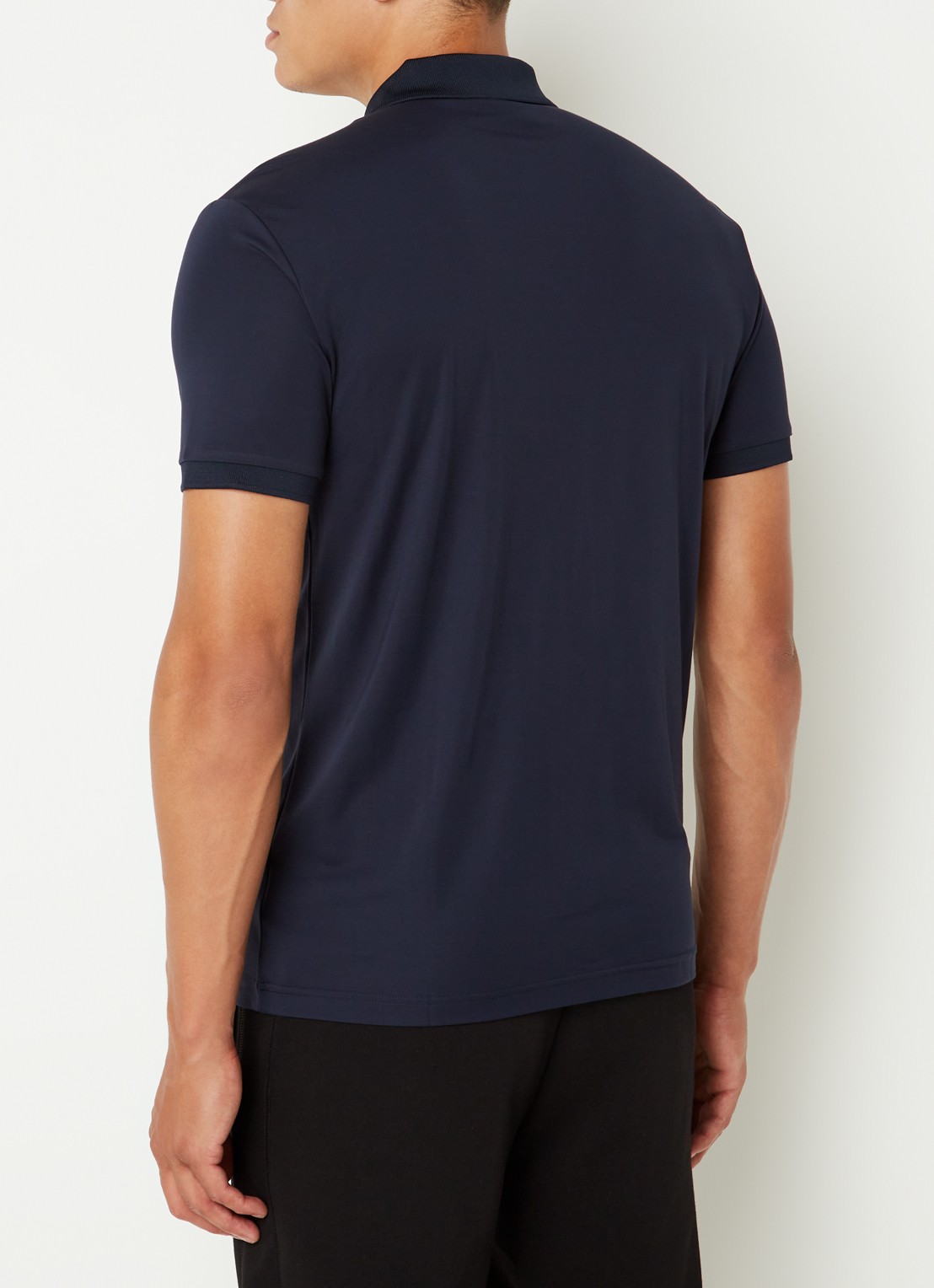 Armani Regular fit polo met logo en halve rits - achterkant 3 donkerblauw