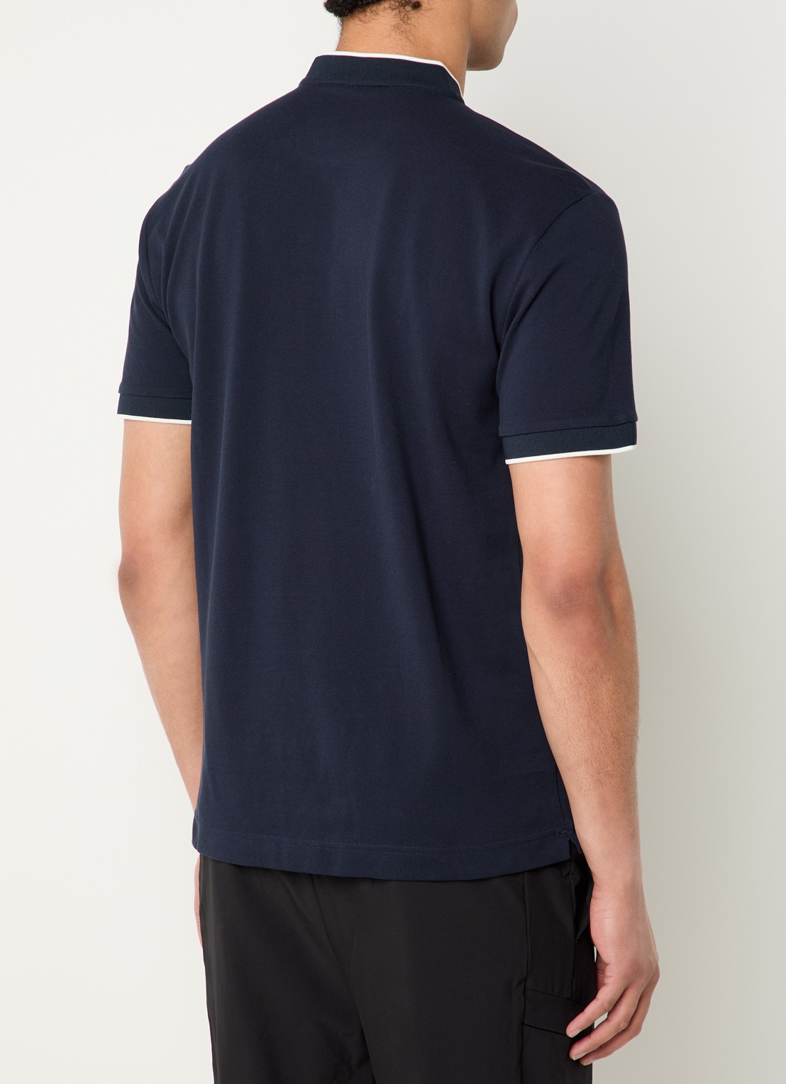Armani Regular fit polo met logo en halve rits - achterkant 2 donkerblauw