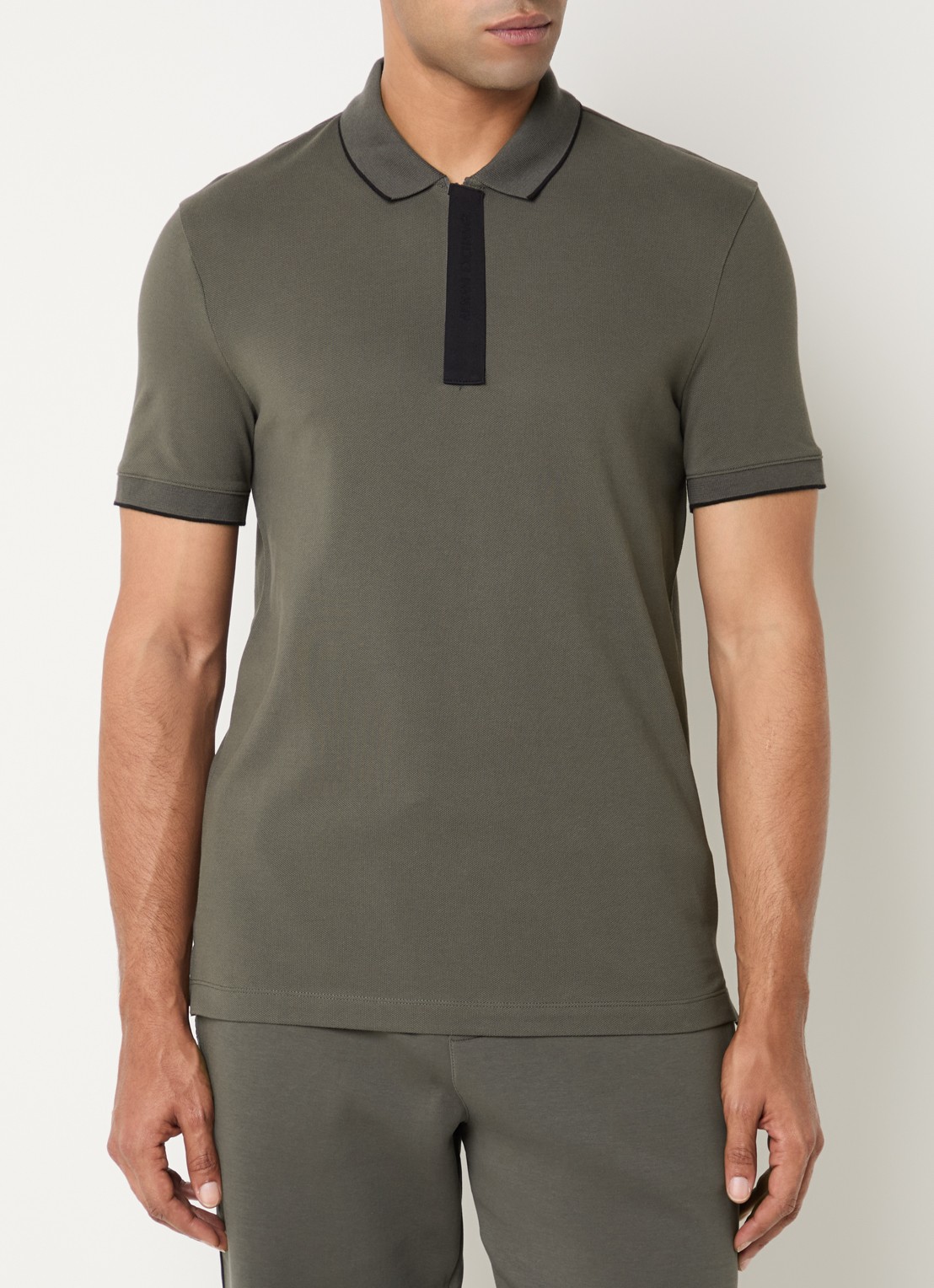 Armani Regular fit polo met logo - detail bronsgroen