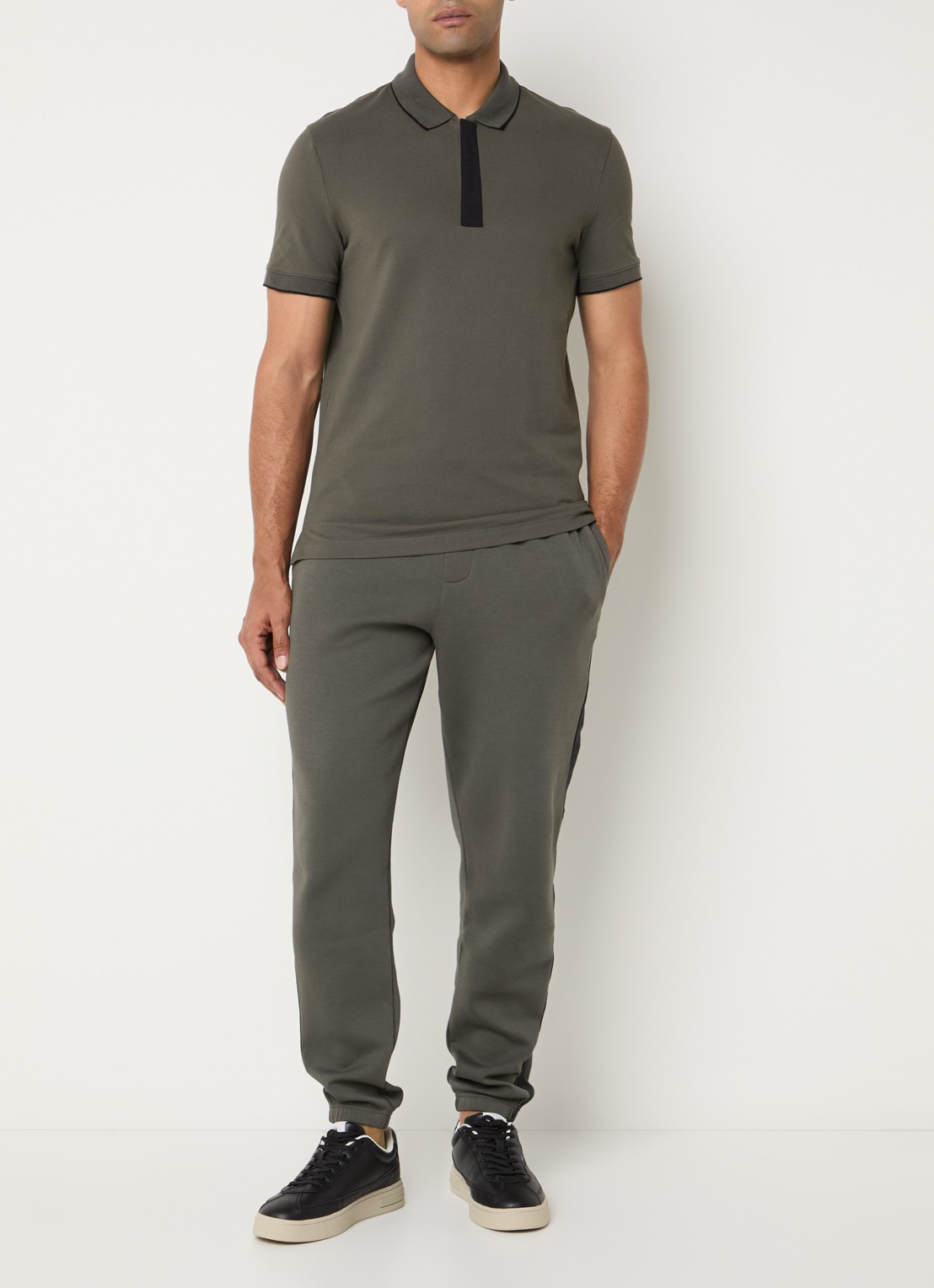 Armani Regular fit polo met logo - voorkant 4 bronsgroen