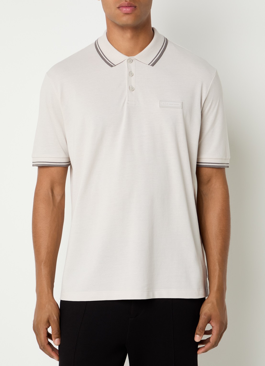 Armani Regular fit polo met logo - detail creme