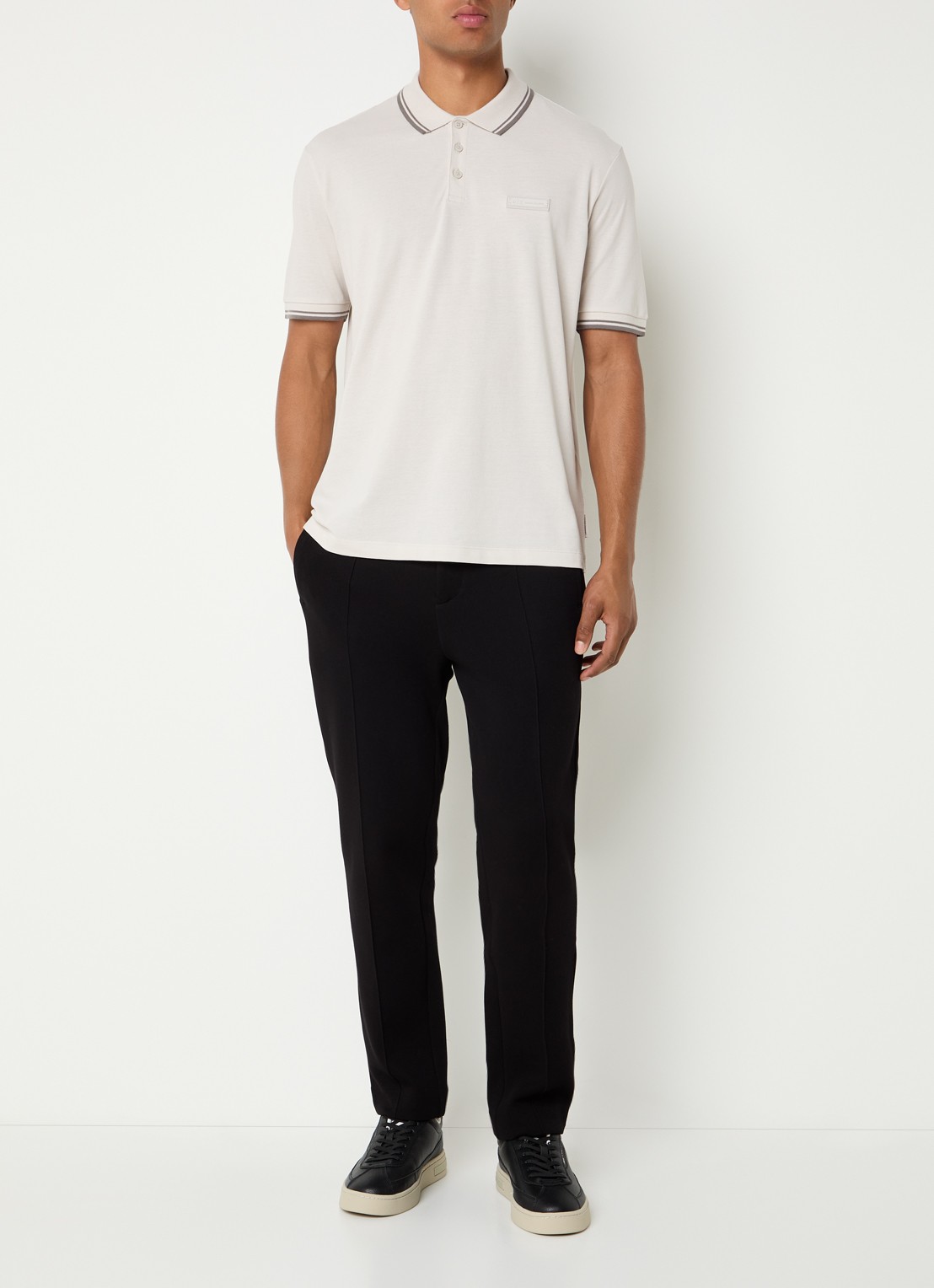 Armani Regular fit polo met logo - voorkant 4 creme