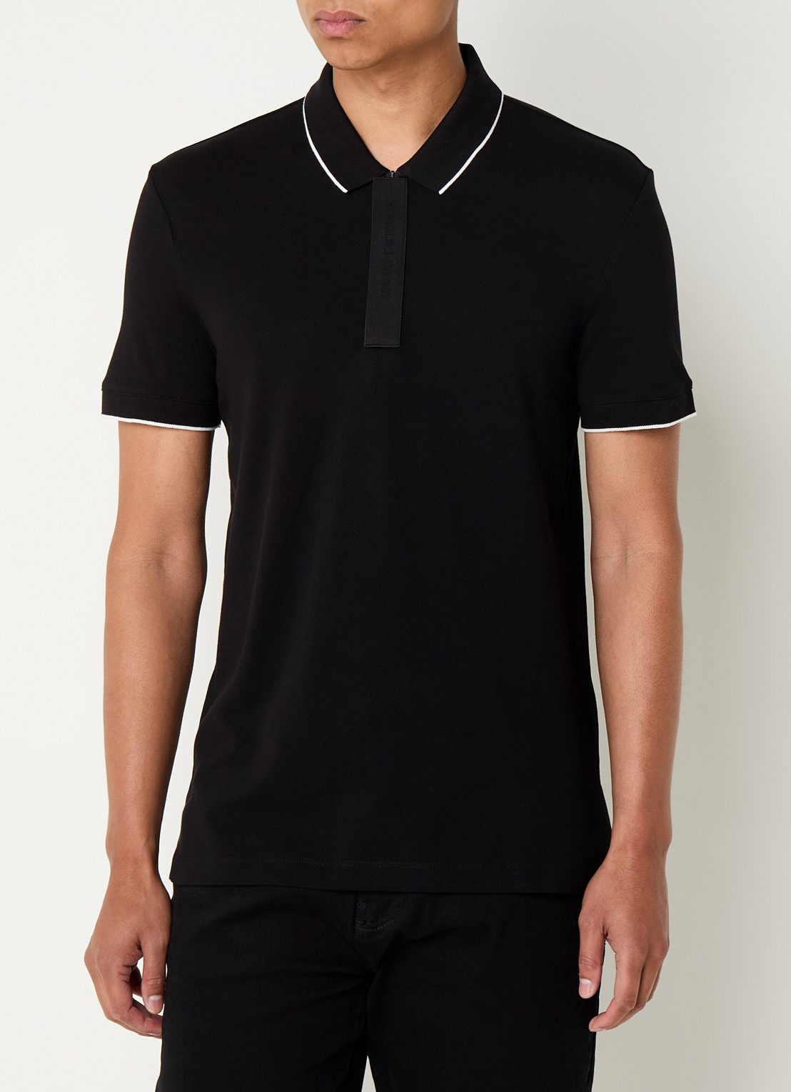 Armani Regular fit polo met logo - detail 3 zwart