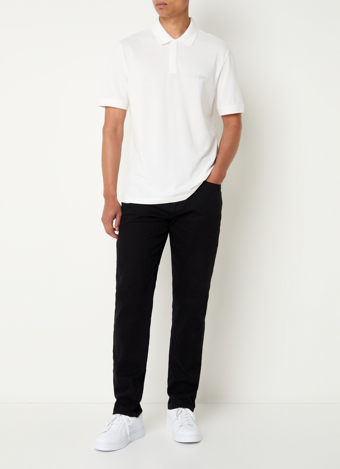 Armani Regular fit polo met logo - voorkant 3 gebroken wit