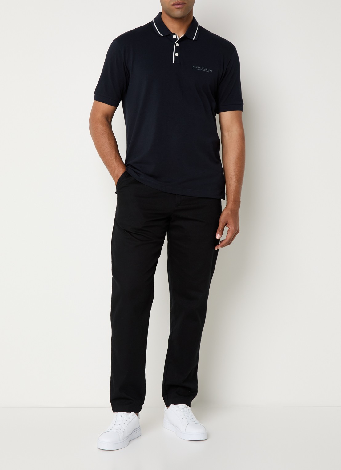 Armani Regular fit polo met logo - voorkant 2 donkerblauw
