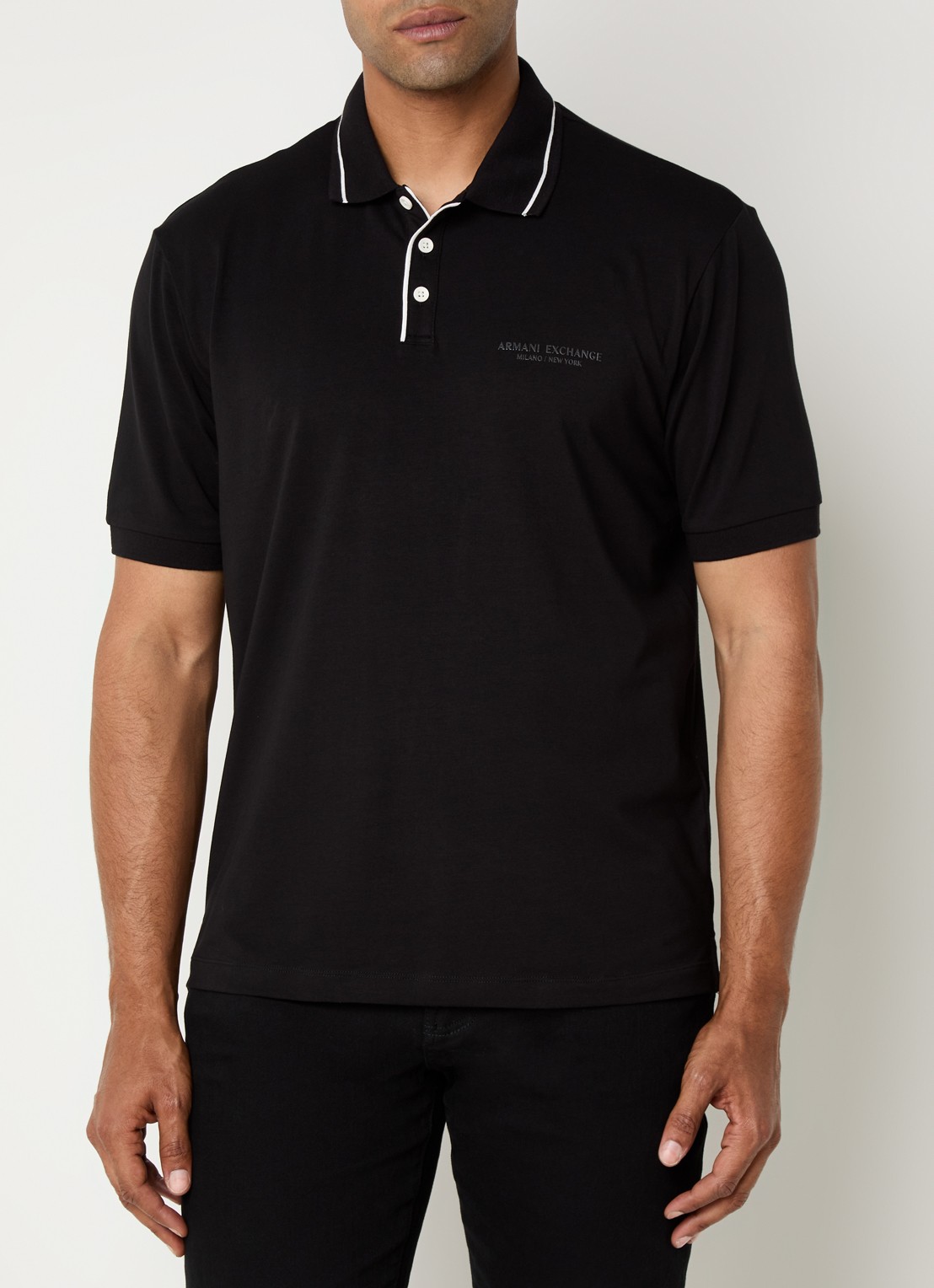 Armani Regular fit polo met logo - detail zwart