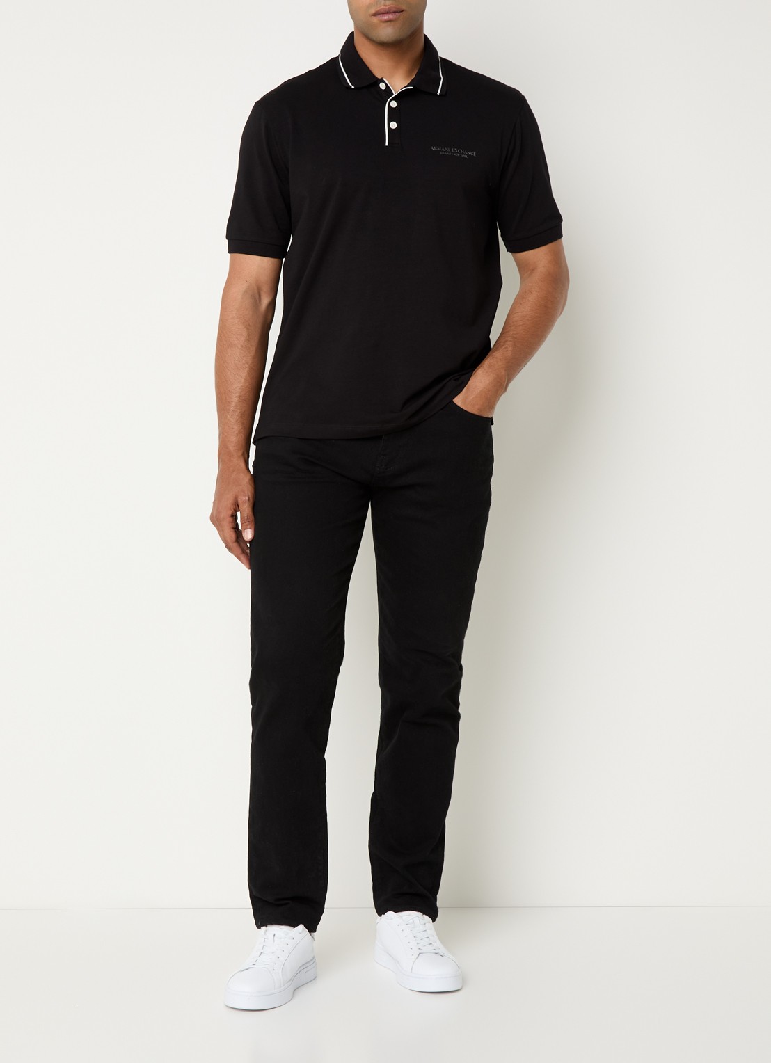 Armani Regular fit polo met logo - voorkant 4 zwart