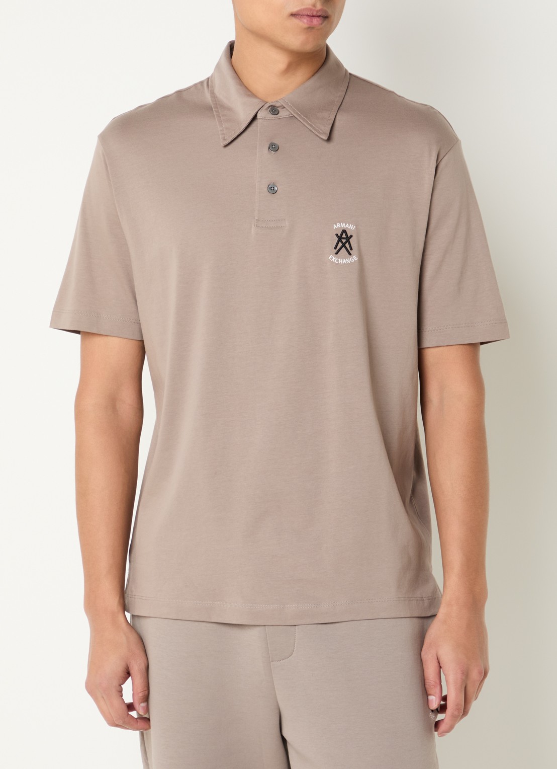 Armani Regular fit polo met logo - detail 4 zand