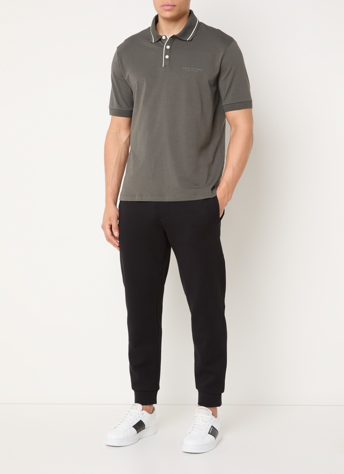 Armani Regular fit polo met logo - voorkant 3 donkergrijs