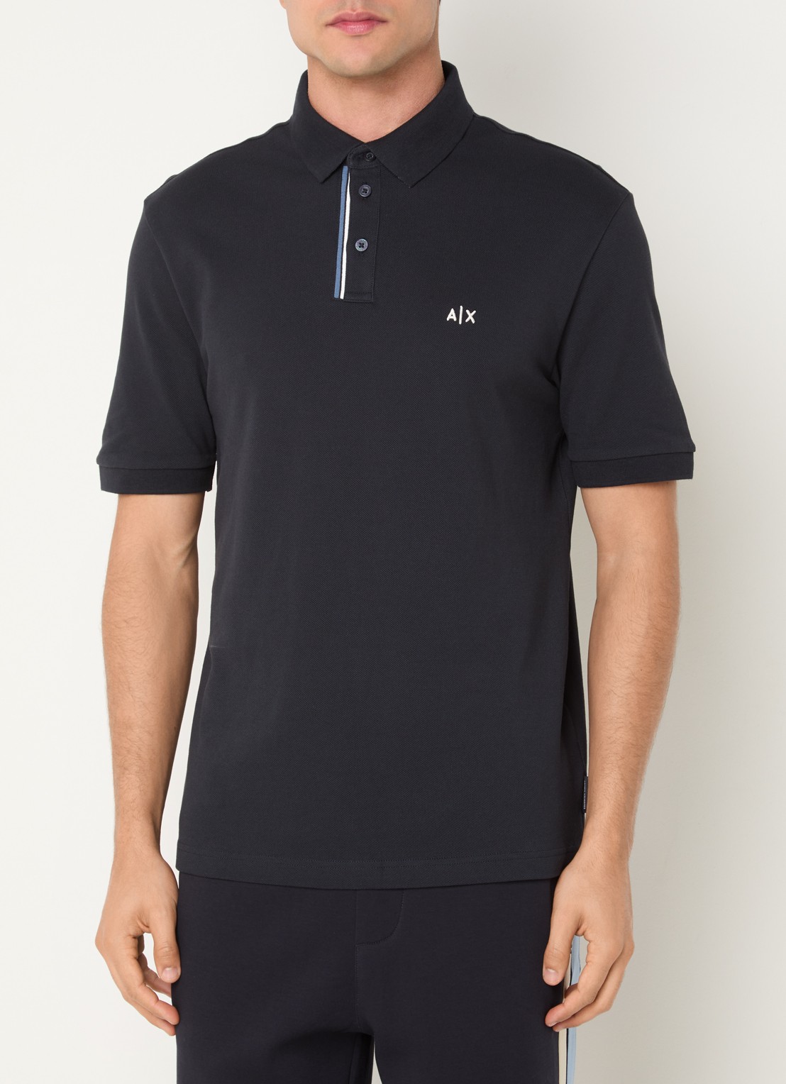 Armani Regular fit polo met logo - detail 4 donkerblauw