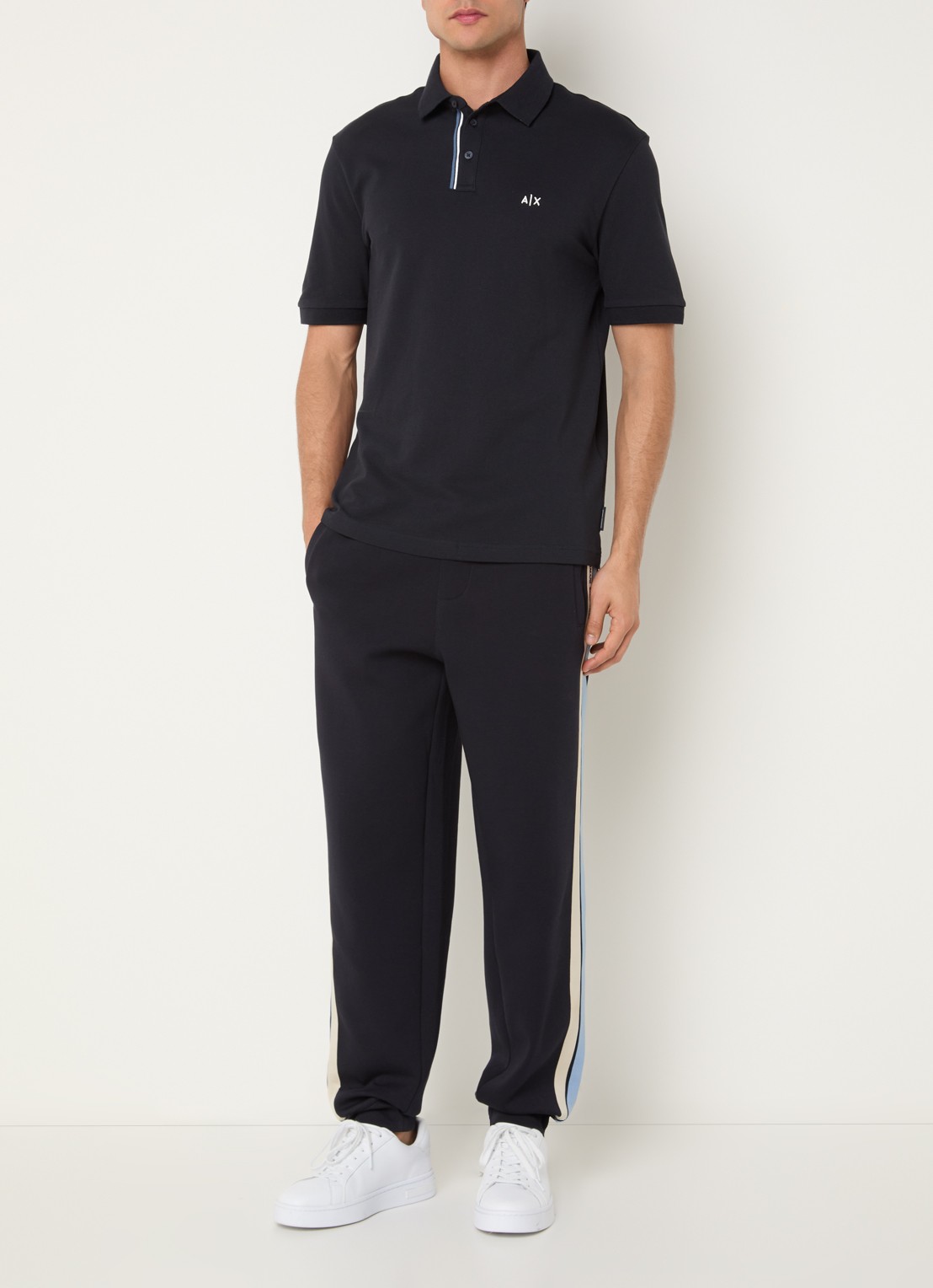 Armani Regular fit polo met logo - voorkant 2 donkerblauw