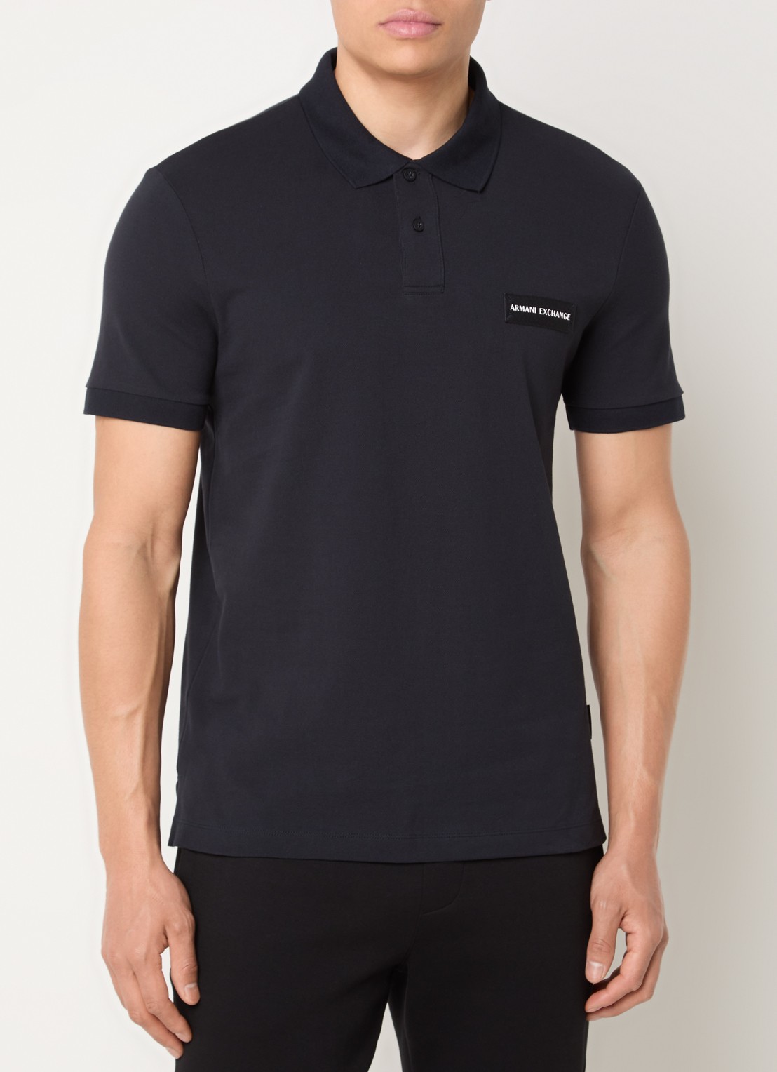 Armani Regular fit polo met logo - detail 4 donkerblauw