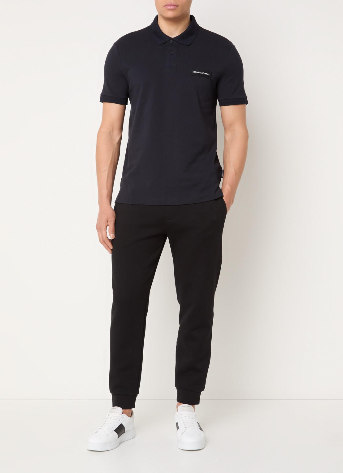 Armani Regular fit polo met logo - voorkant 3 donkerblauw