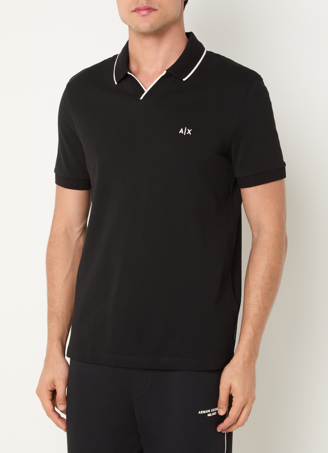 Armani Regular fit polo met logo - detail zwart