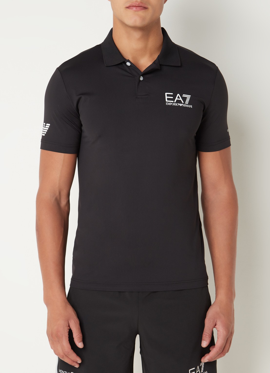 Armani Regular fit polo met logo - detail zwart