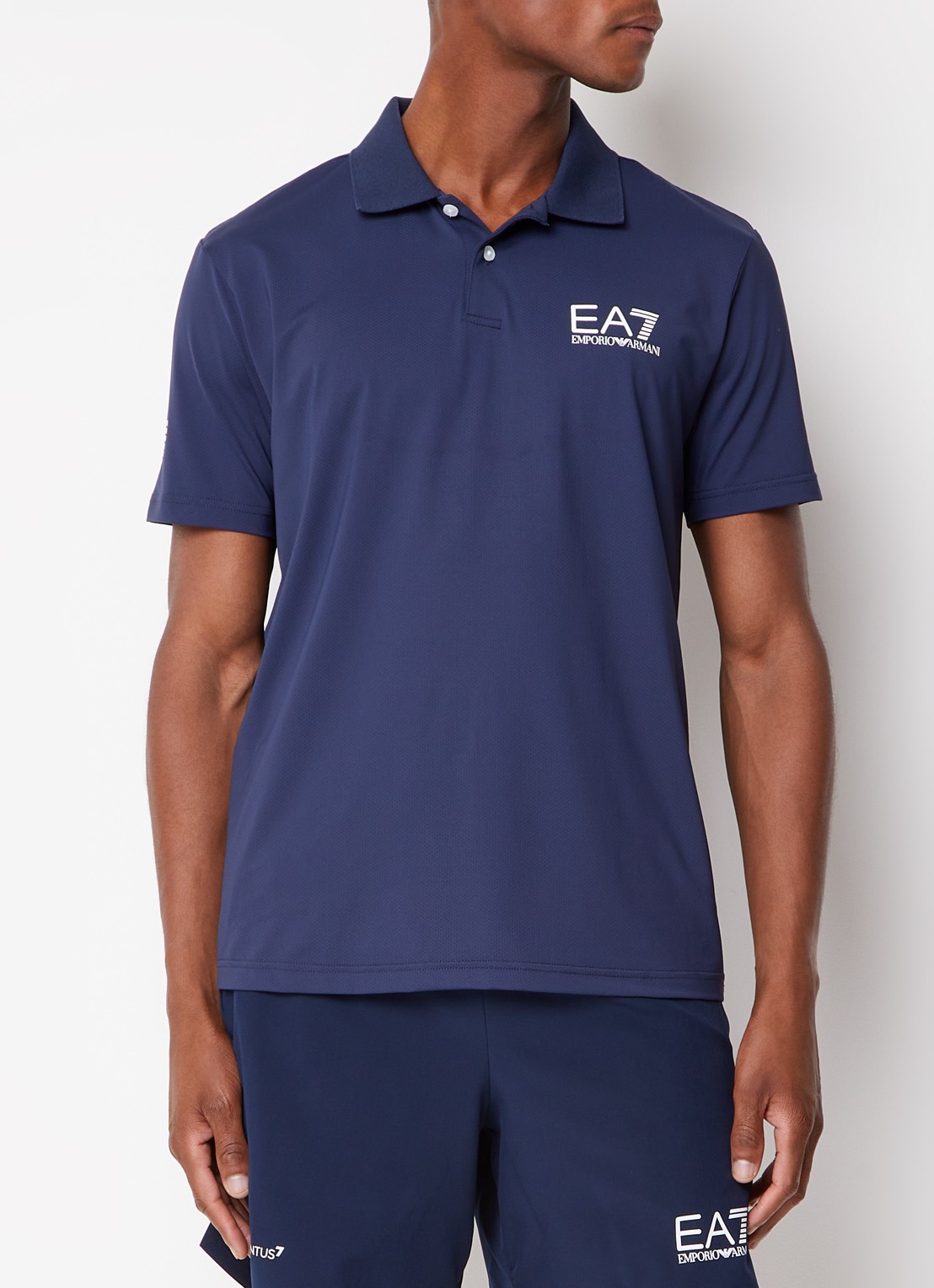 Armani Regular fit polo met logo - detail donkerblauw