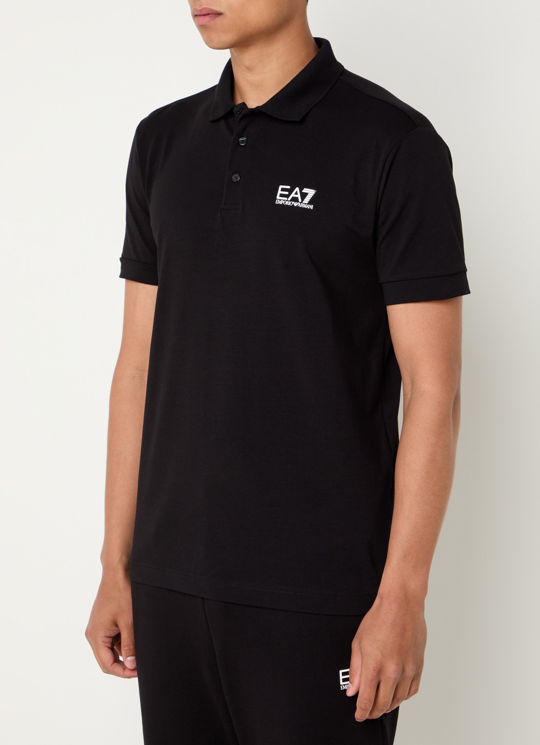 Armani Regular fit polo met logo - detail 3 zwart