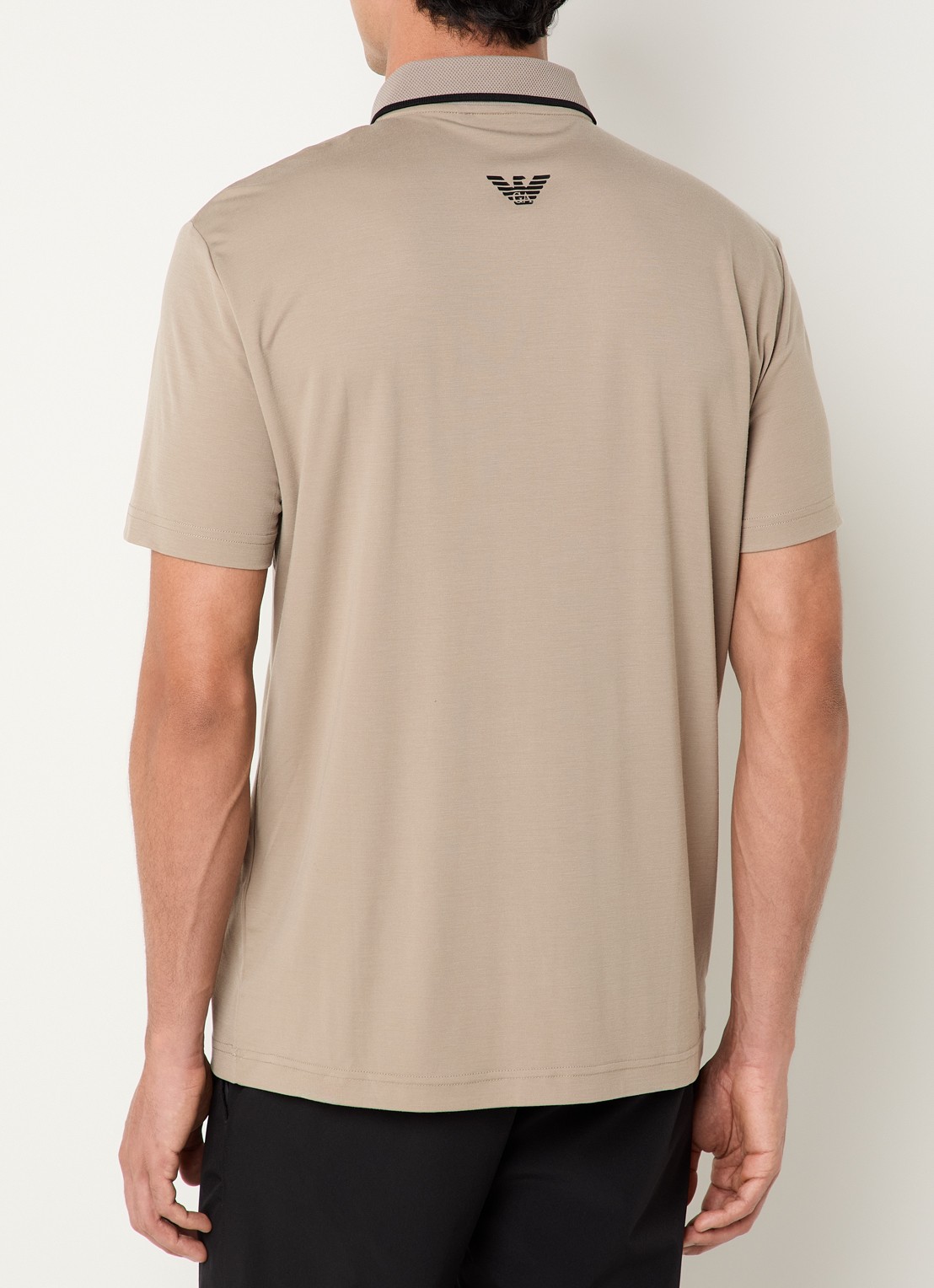 Armani Regular fit polo met logo - achterkant 4 taupe