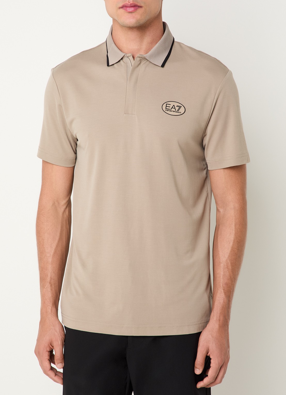 Armani Regular fit polo met logo - detail 3 taupe