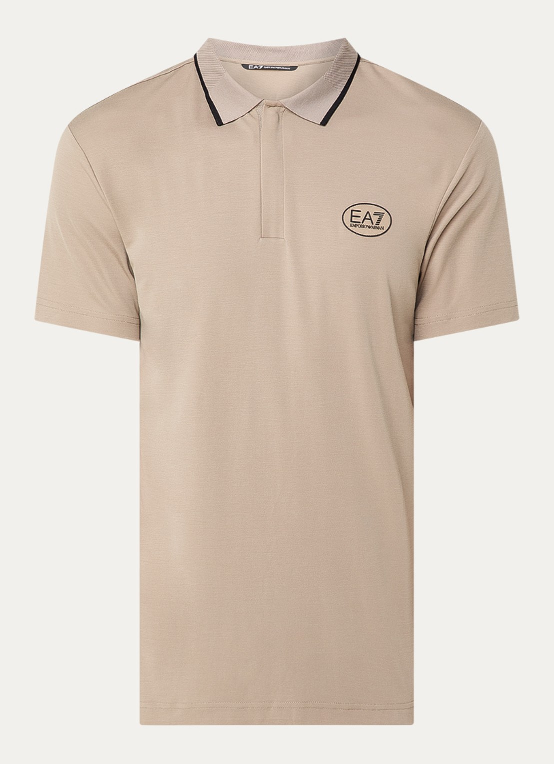 Armani Regular fit polo met logo - voorkant taupe