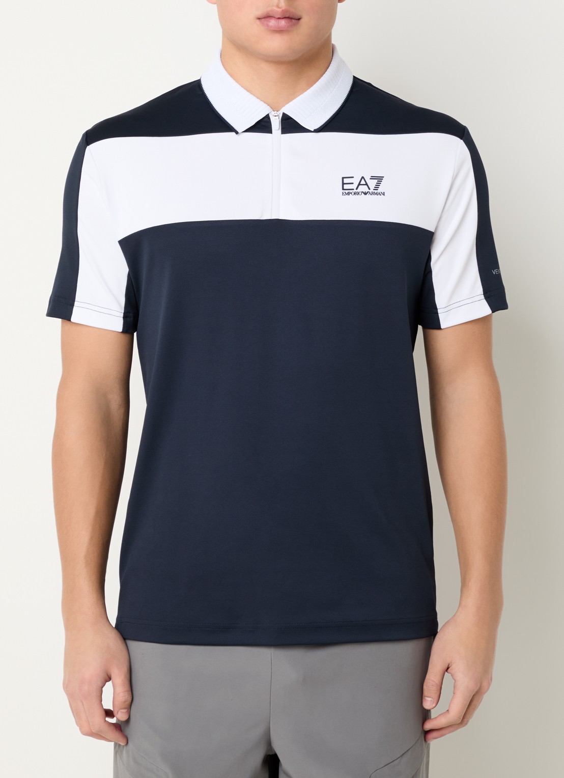 Armani Regular fit polo met logo - detail 2 donkerblauw