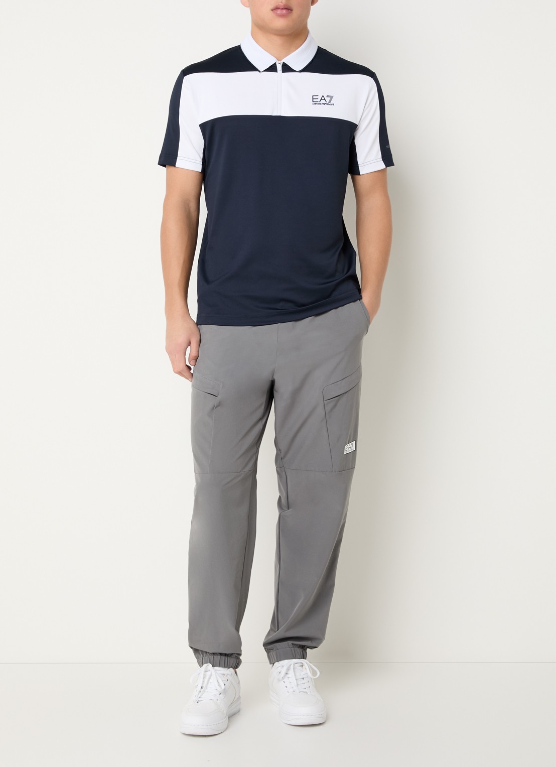 Armani Regular fit polo met logo - voorkant 4 donkerblauw