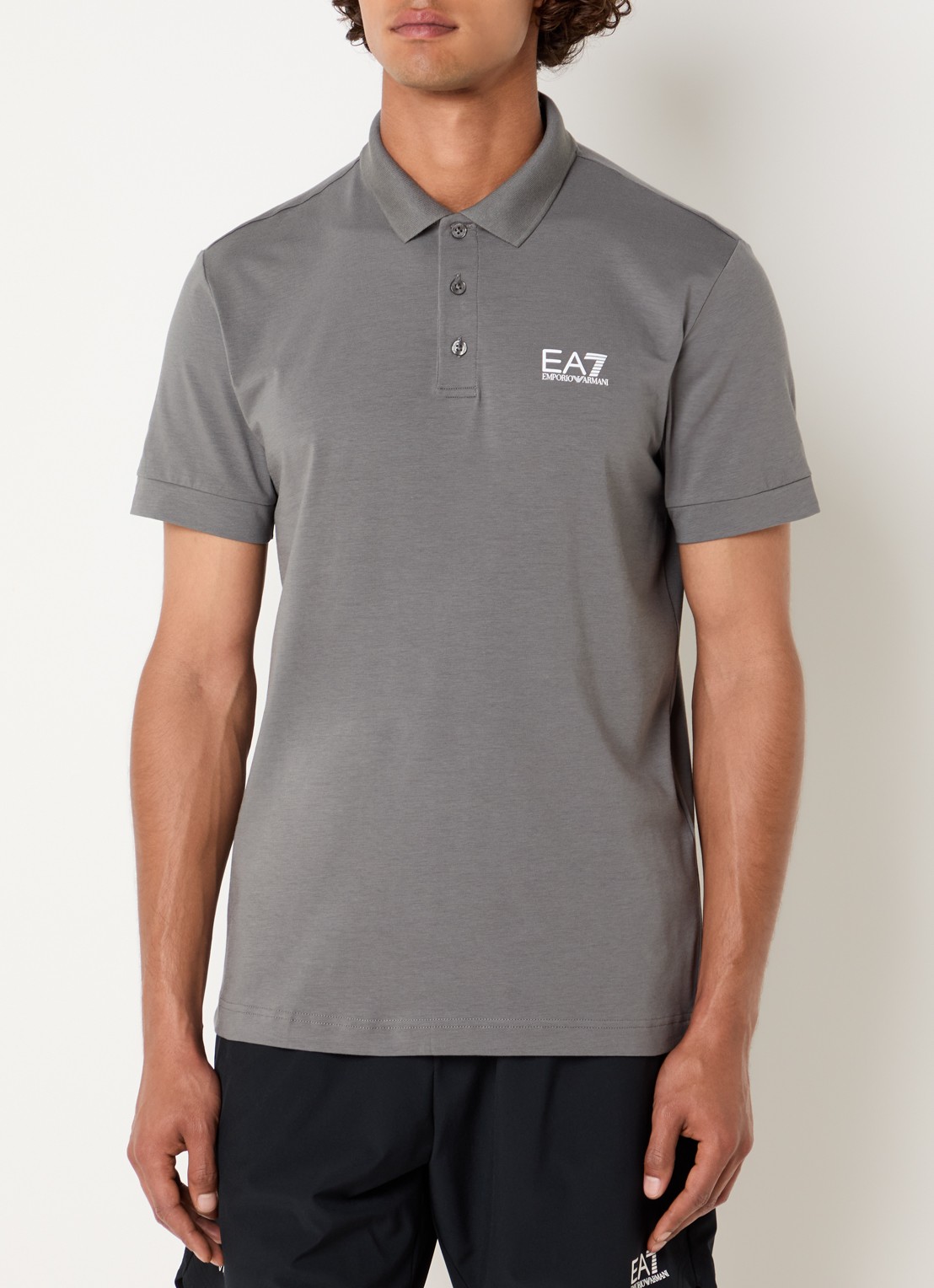 Armani Regular fit polo met logo - detail donkergrijs