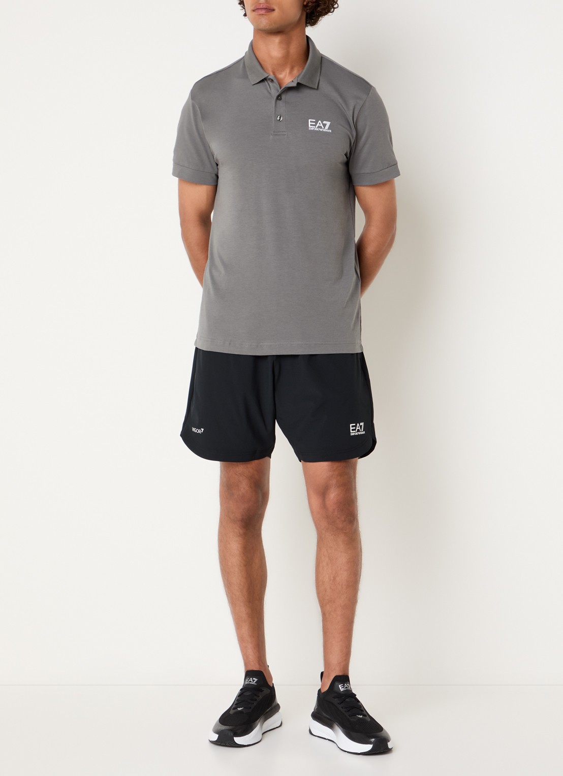 Armani Regular fit polo met logo - voorkant 4 donkergrijs