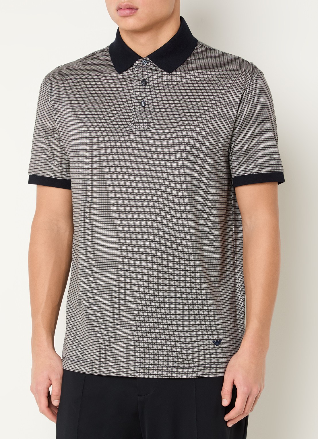 Armani Regular fit polo met logo - detail 4 donkerblauw