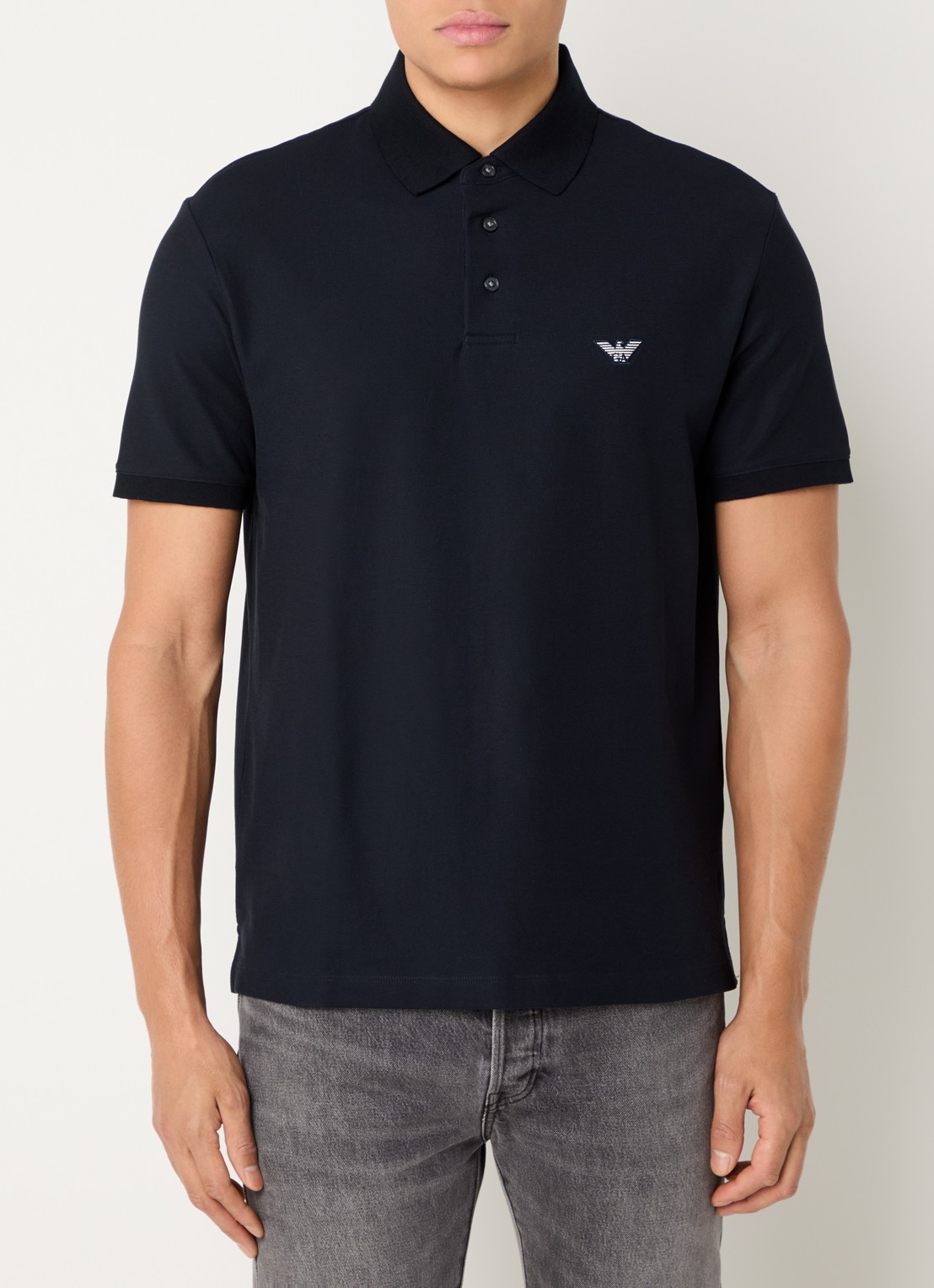 Armani Regular fit polo met logo - detail 4 donkerblauw