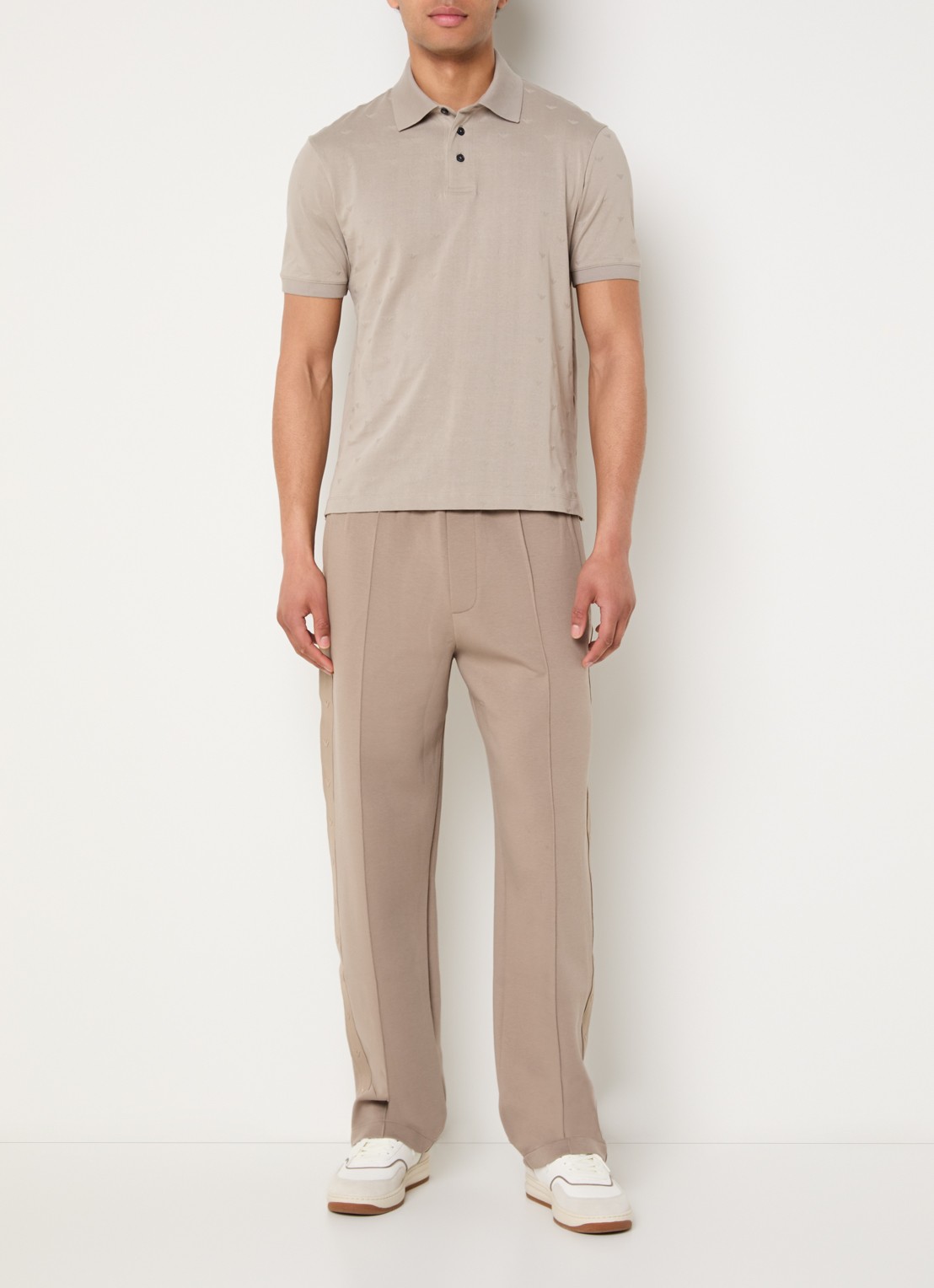 Armani Regular fit polo met logo - voorkant 4 beige