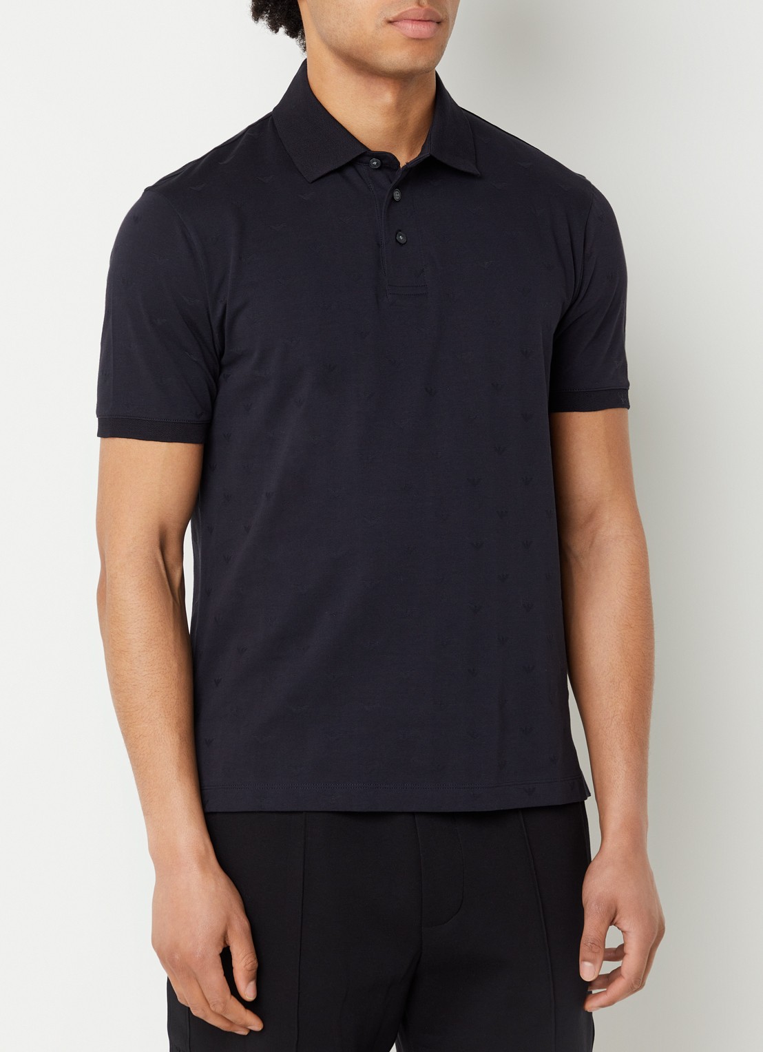 Armani Regular fit polo met logo - detail 2 donkerblauw