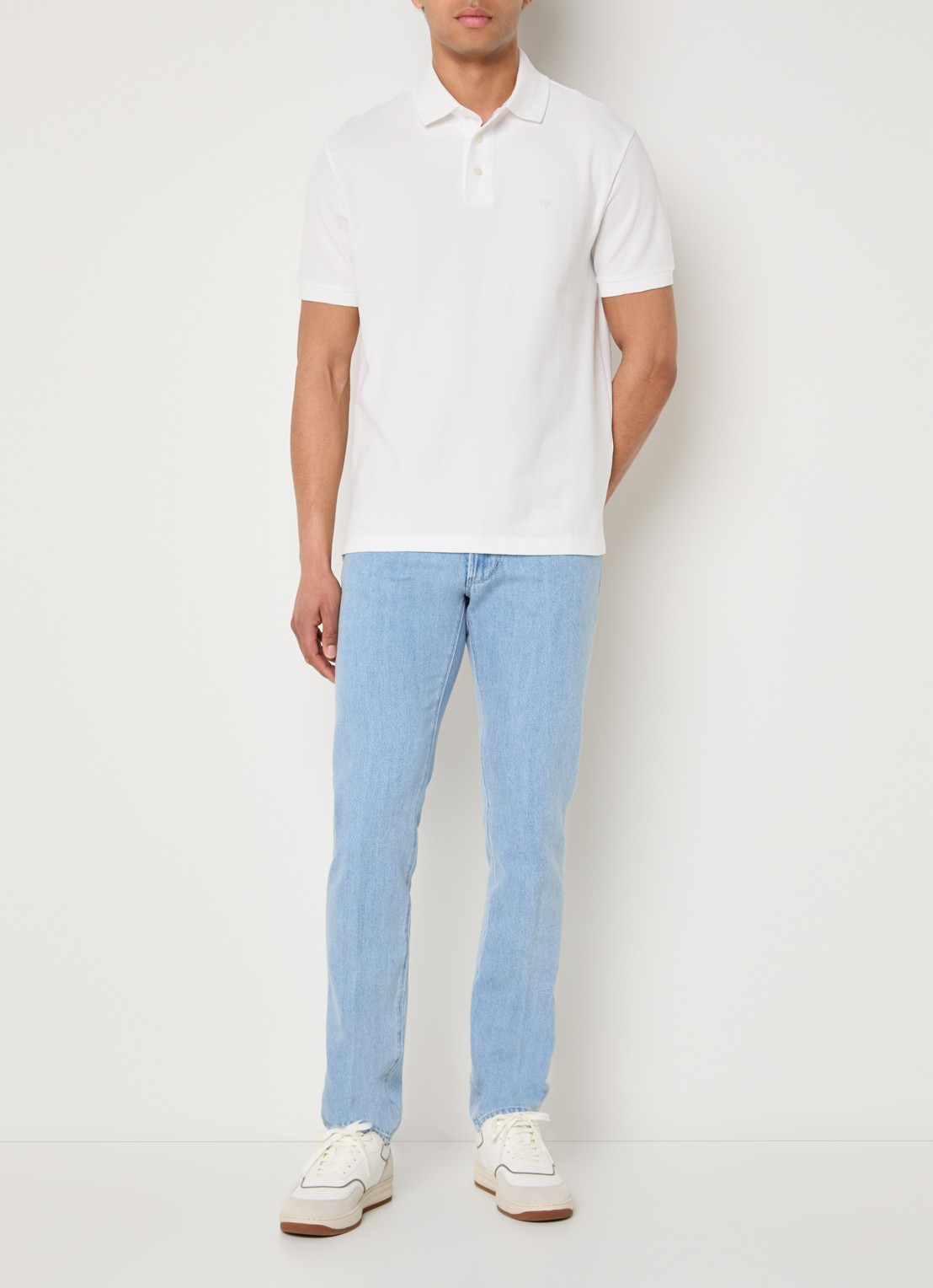 Armani Regular fit polo met logo - voorkant 4 gebroken wit