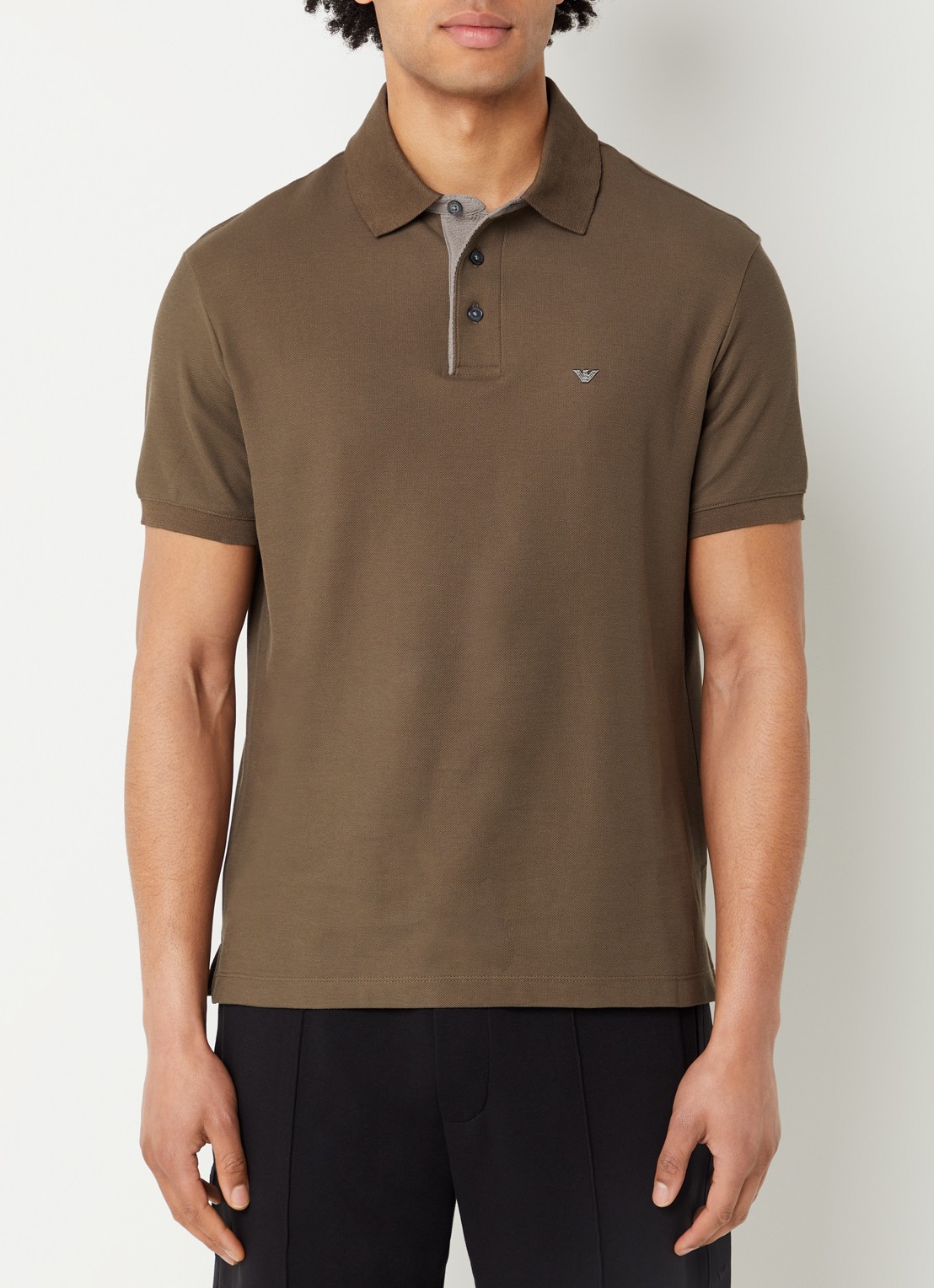 Armani Regular fit polo met logo - detail 4 groen