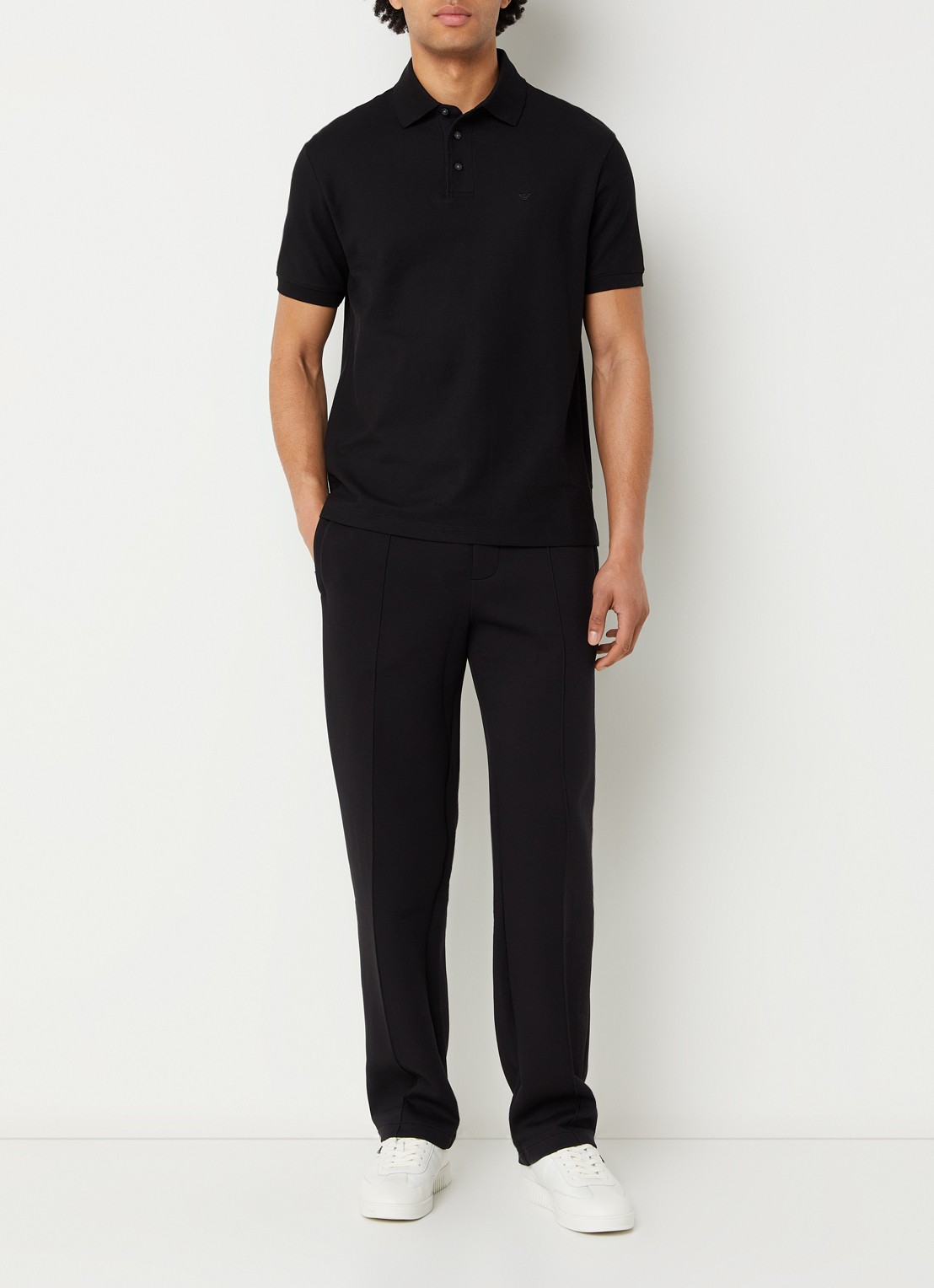 Armani Regular fit polo met logo - voorkant 4 zwart