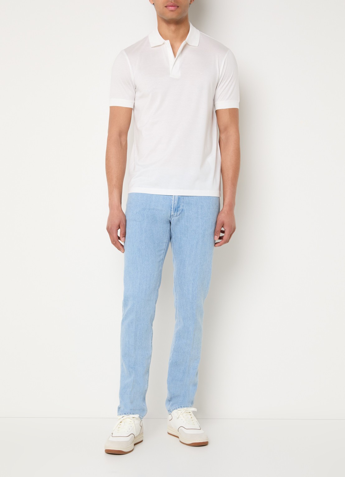 Armani Regular fit polo met logo - voorkant 2 gebroken wit