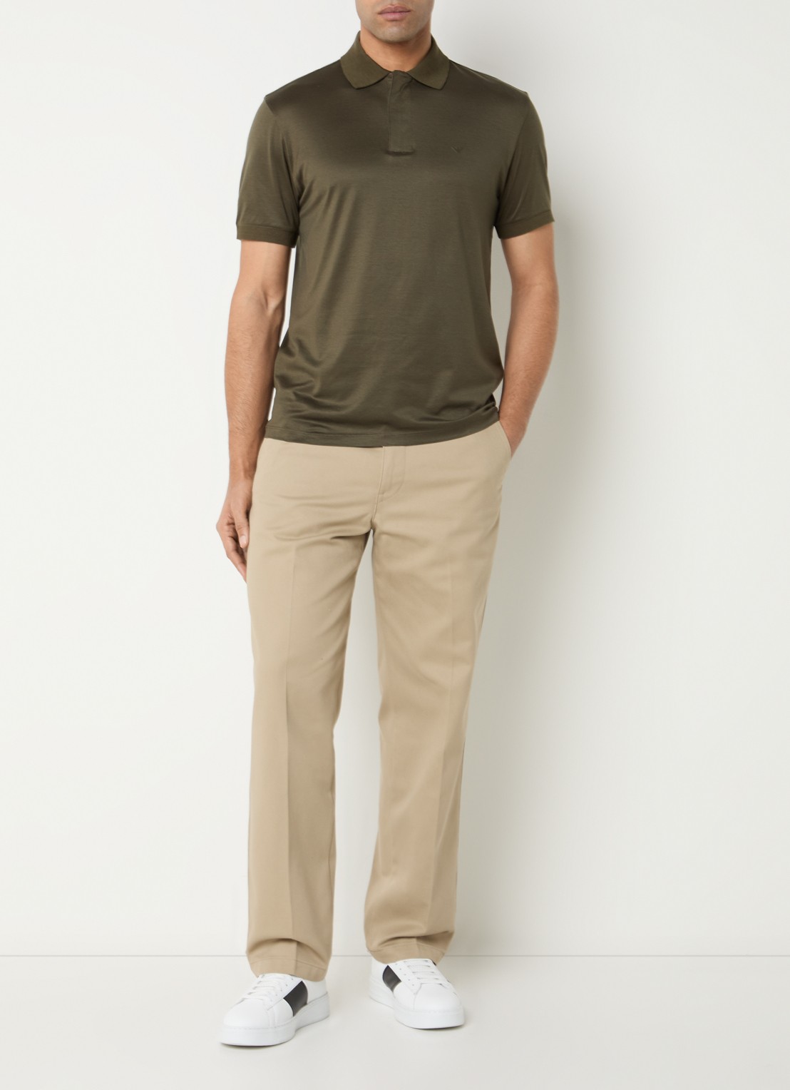 Armani Regular fit polo met logo - voorkant 4 bronsgroen