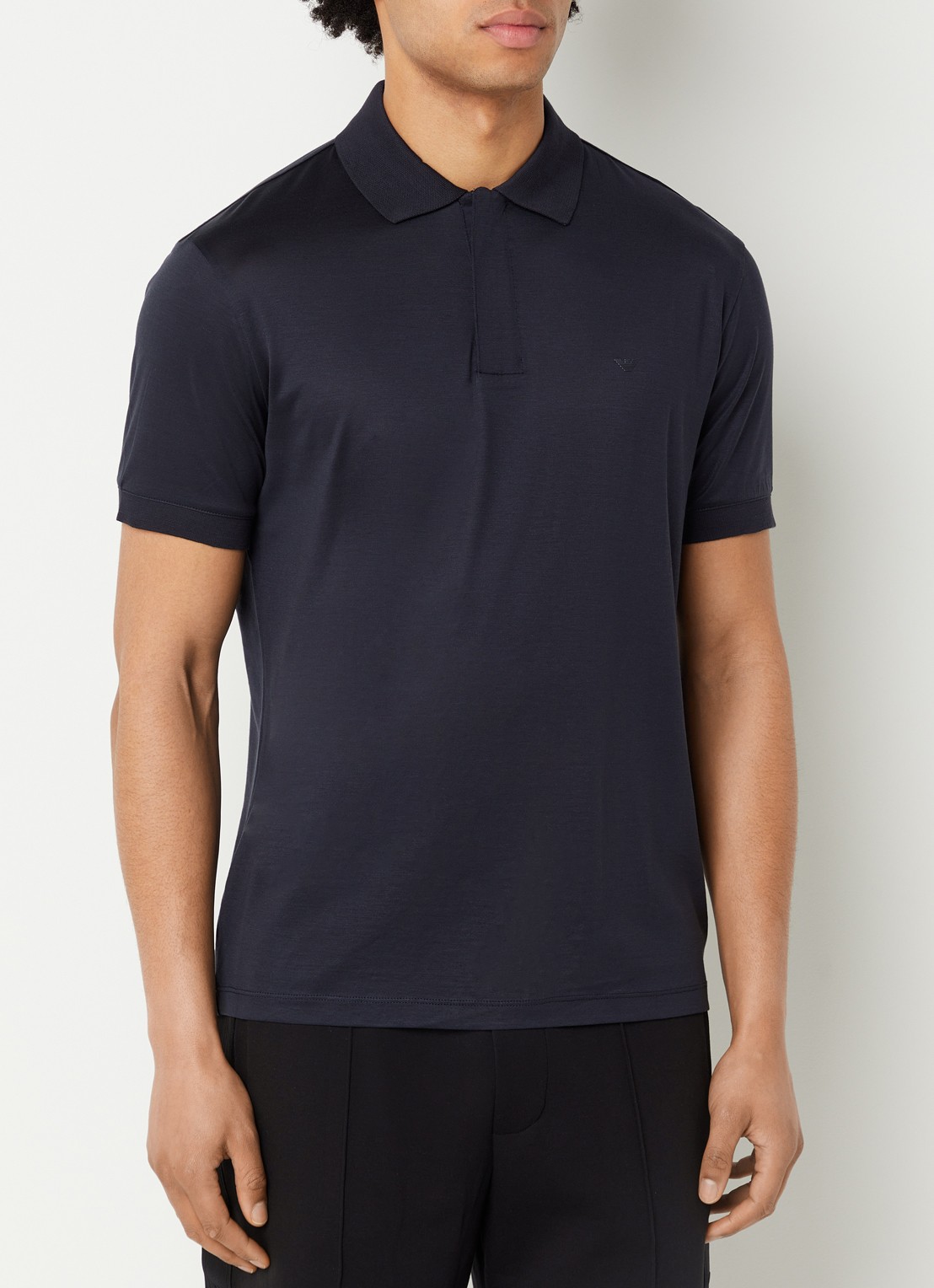 Armani Regular fit polo met logo - detail 4 donkerblauw