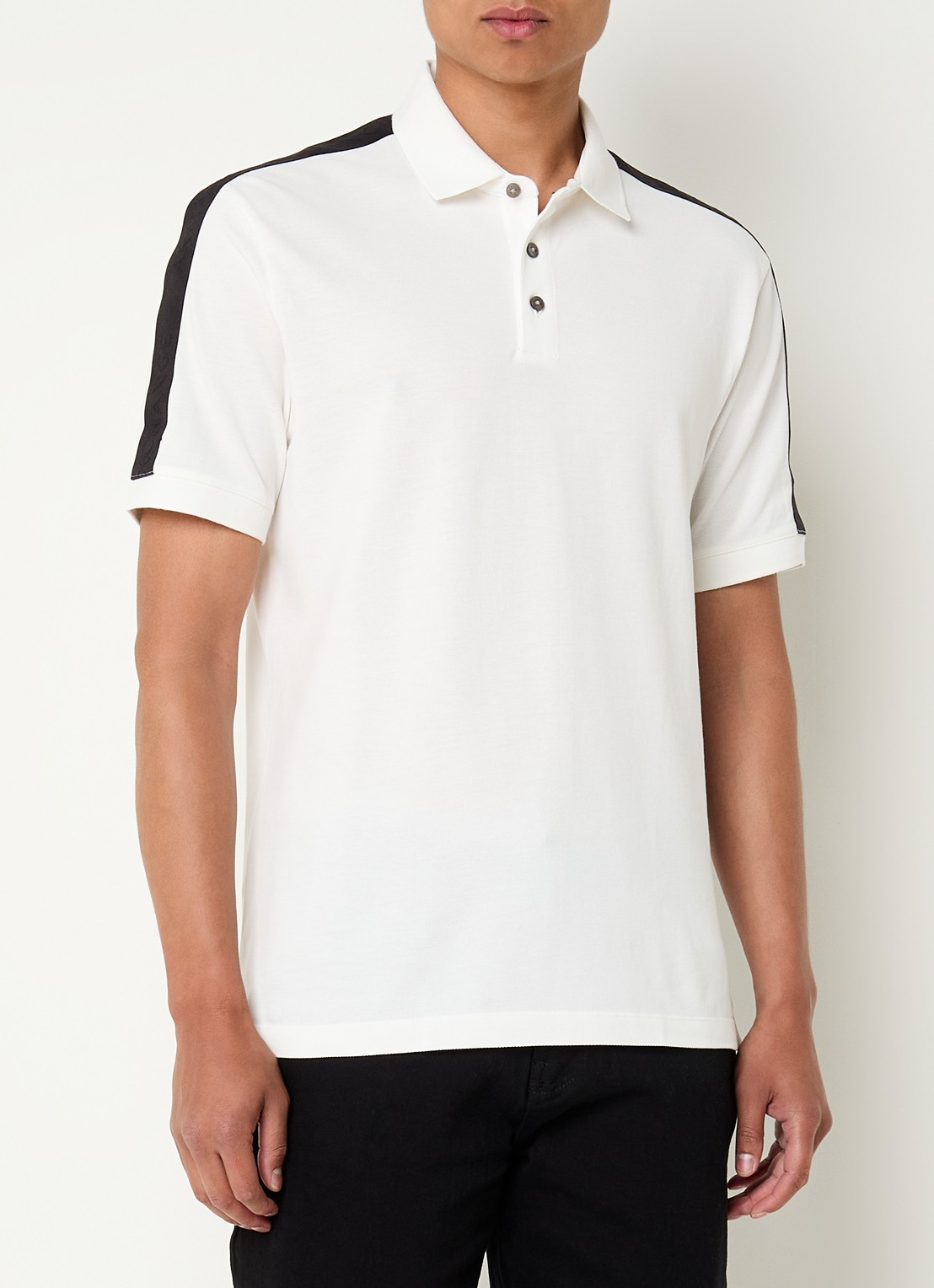 Armani Regular fit polo met logoband - detail 3 gebroken wit